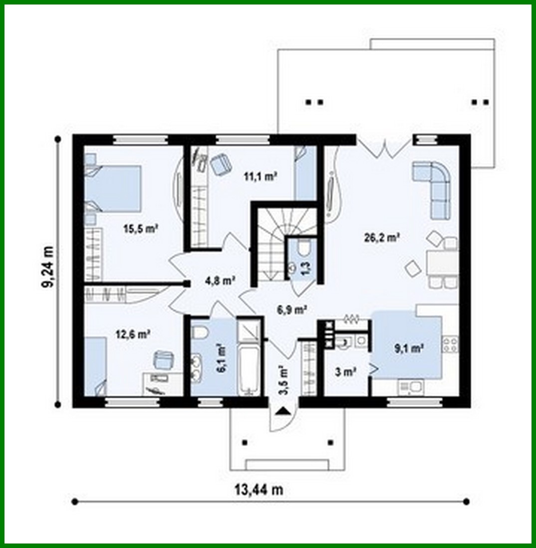 Galería de visualizaciones - Proyecto de casa de una planta con ático de estilo tradicional