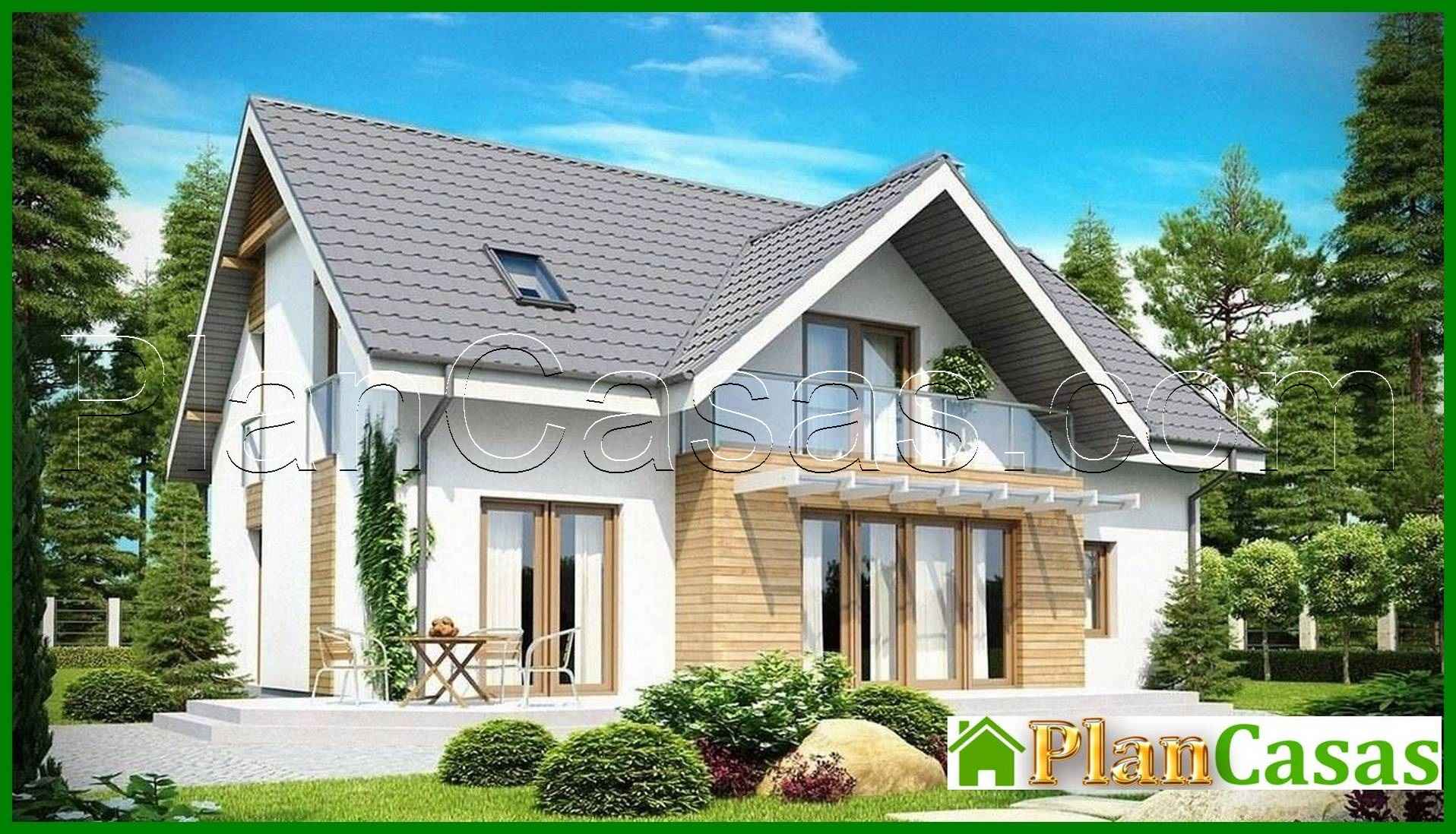 Project of a cottage with a garage and a large skylight house plan