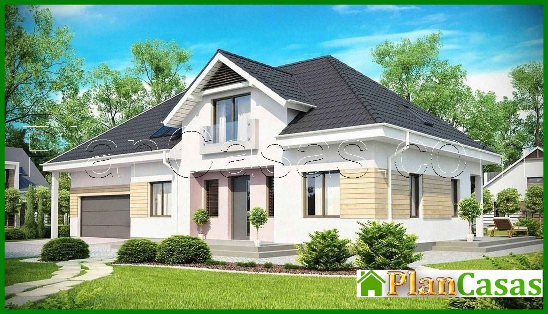 Project of a stylish cottage with a garage for two cars house plan