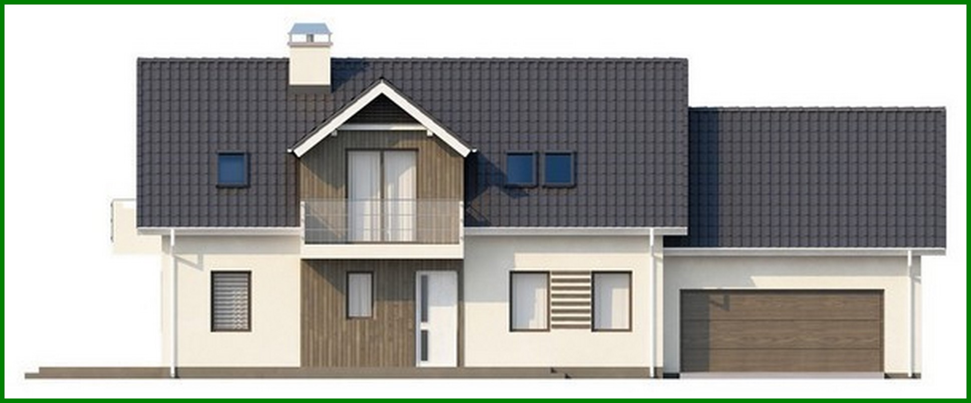 Visualization gallery - Project of a large cottage with a garage, an attic and an additional bedroom