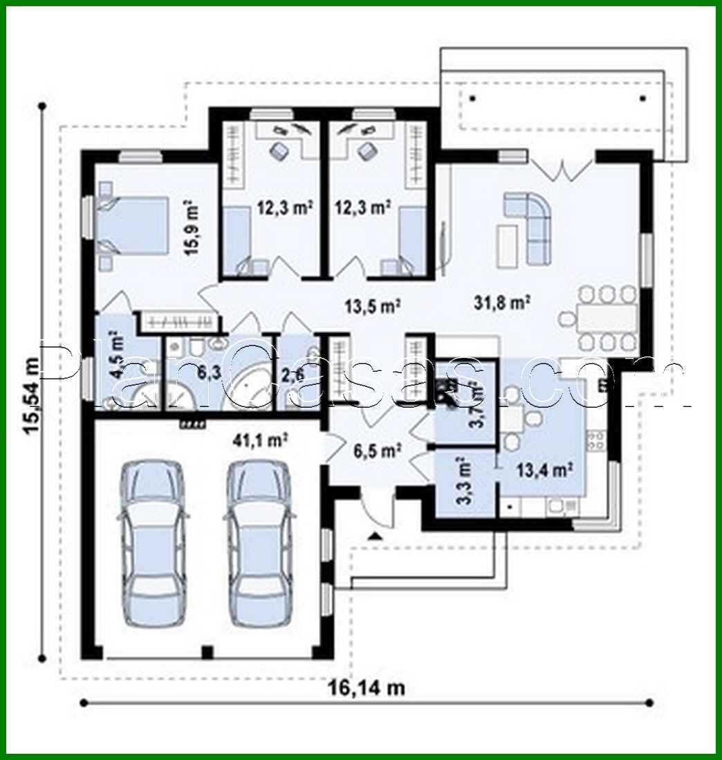 Visualization gallery - One-storey cottage project with a garage for two cars