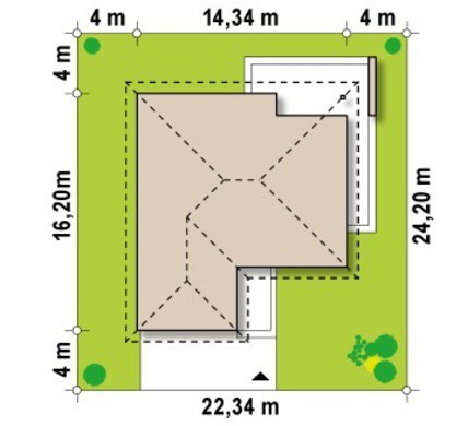 Visualization gallery - One-storey cottage project with a garage for two cars and a large utility room