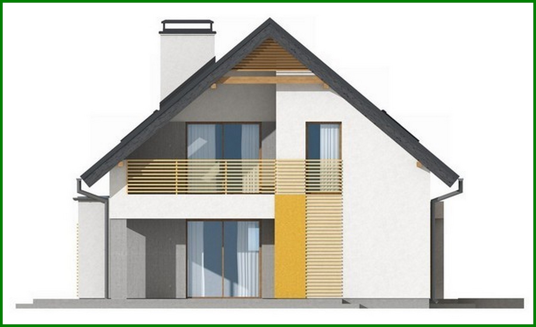 Visualization gallery - The project of a modern stylish small house with an attic, a garage for 1 car