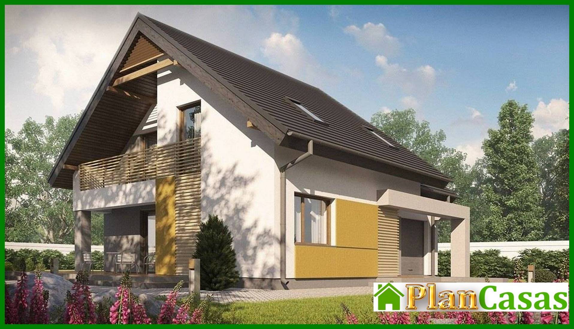 Visualization gallery - The project of a modern stylish small house with an attic, a garage for 1 car