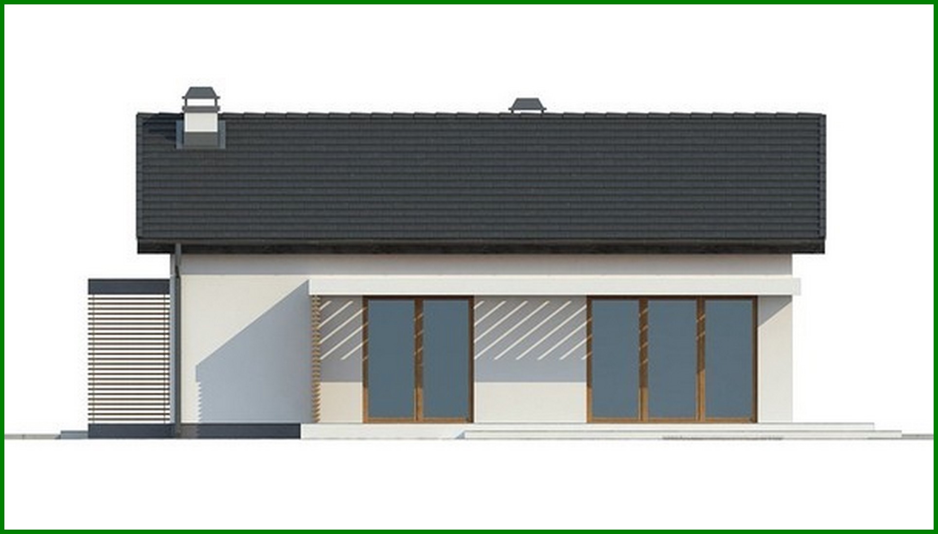 Visualization gallery - The project of a small one-story house with a convenient side entrance