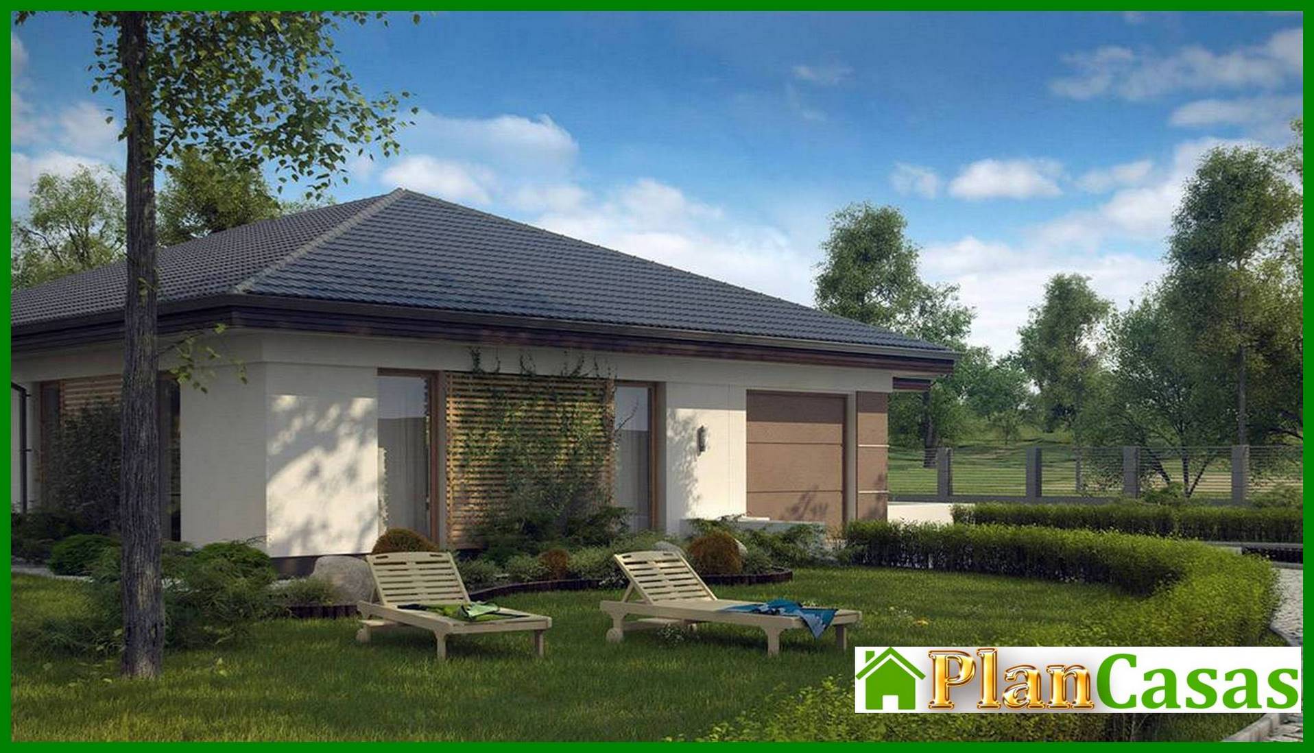 Visualization gallery - The project of a one-story house with a garage for one car