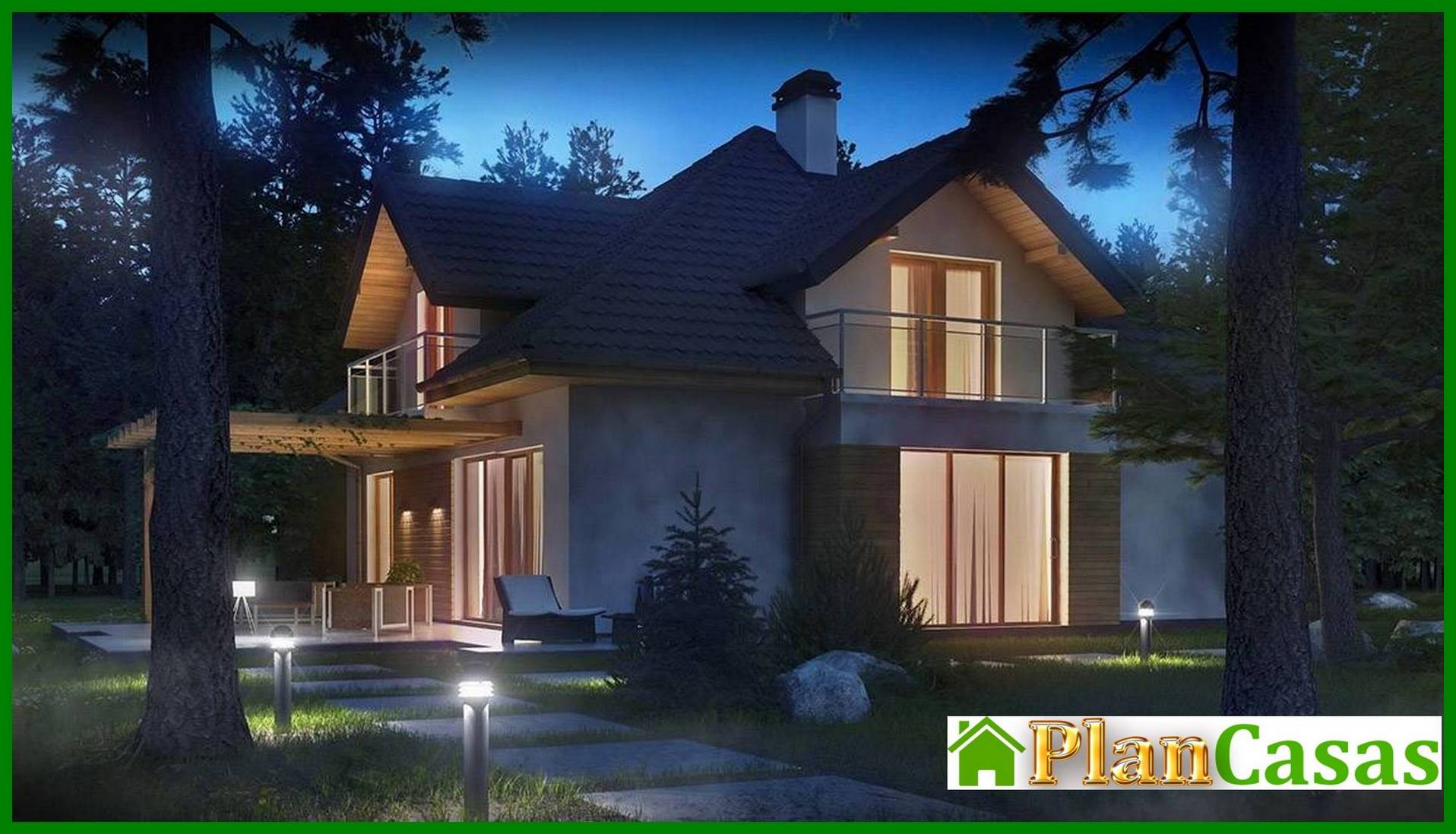 Visualization gallery - House project with facade windows and a garage for two cars