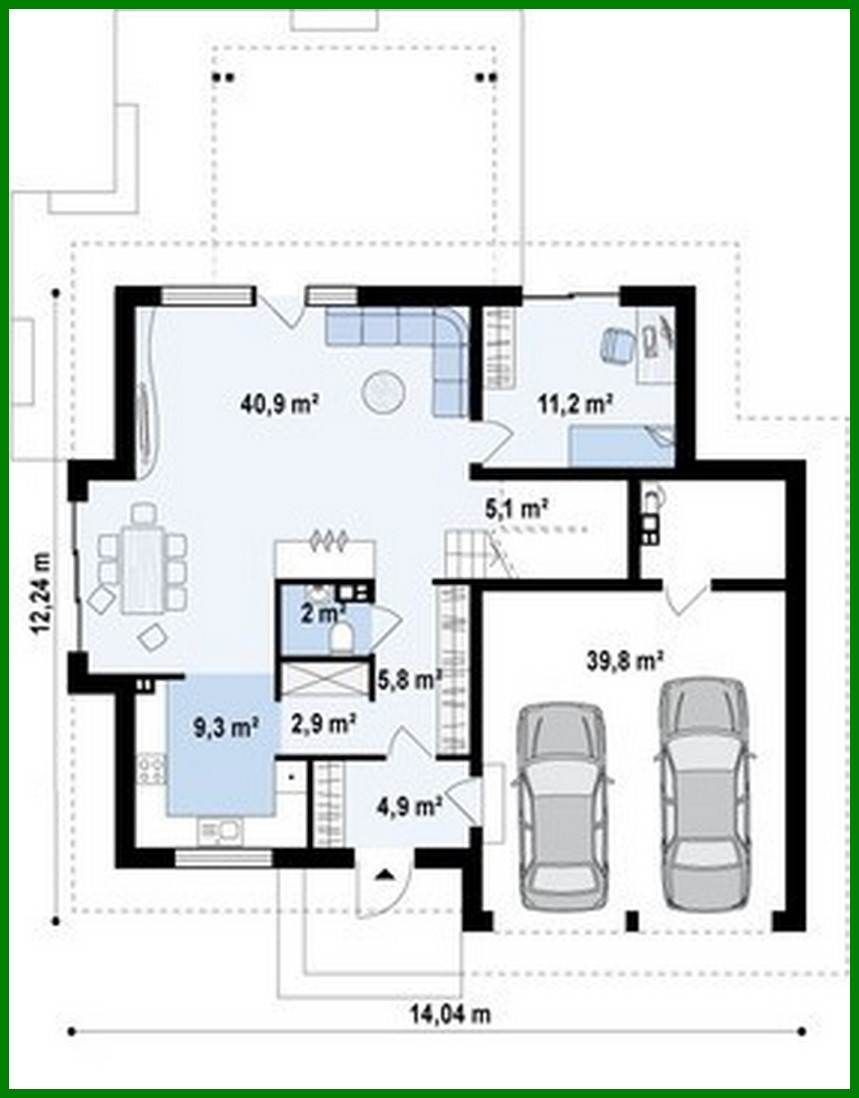 Visualization gallery - House project with facade windows and a garage for two cars