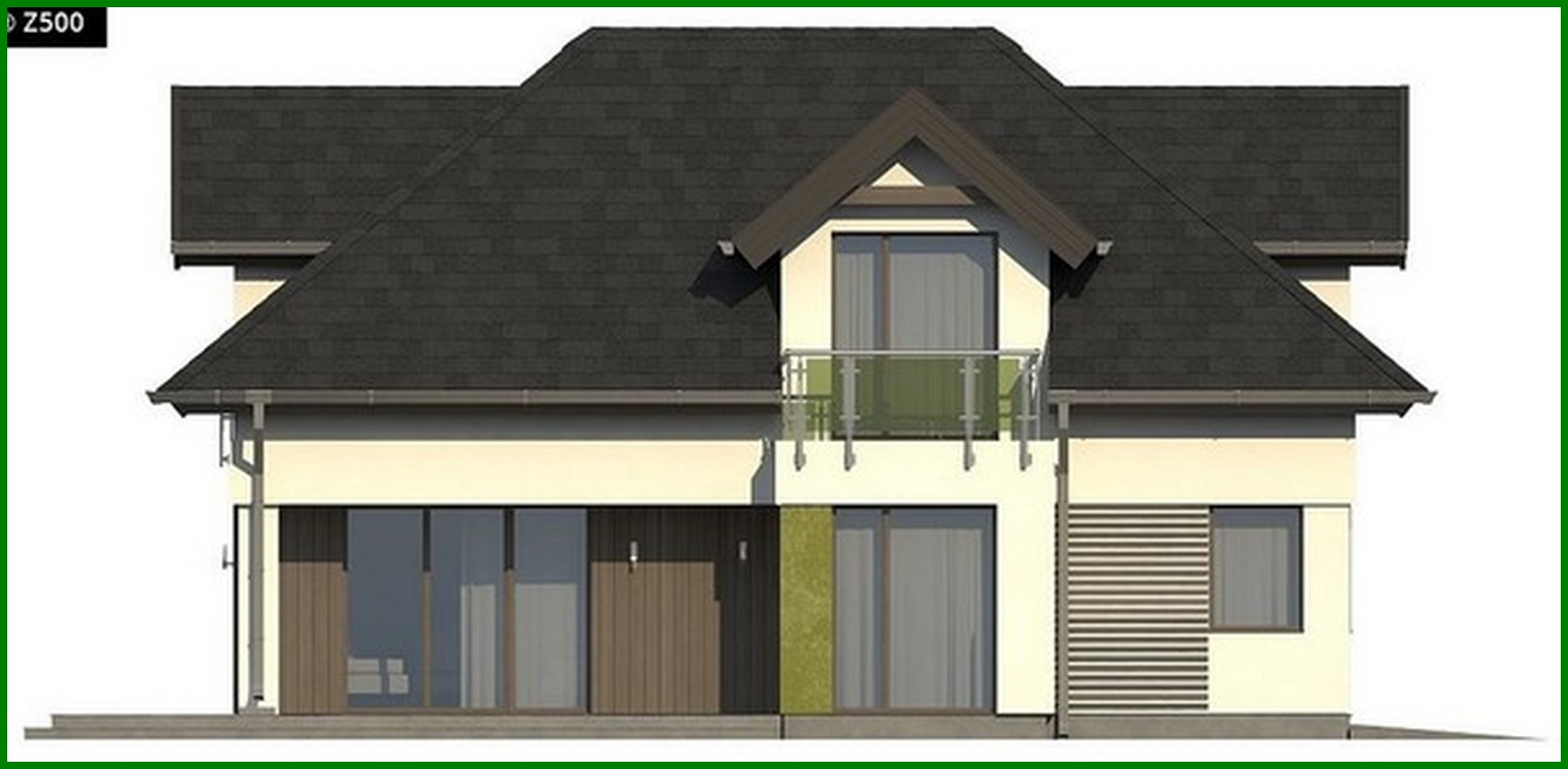 Visualization gallery - House project with interesting windows and a garage for two cars