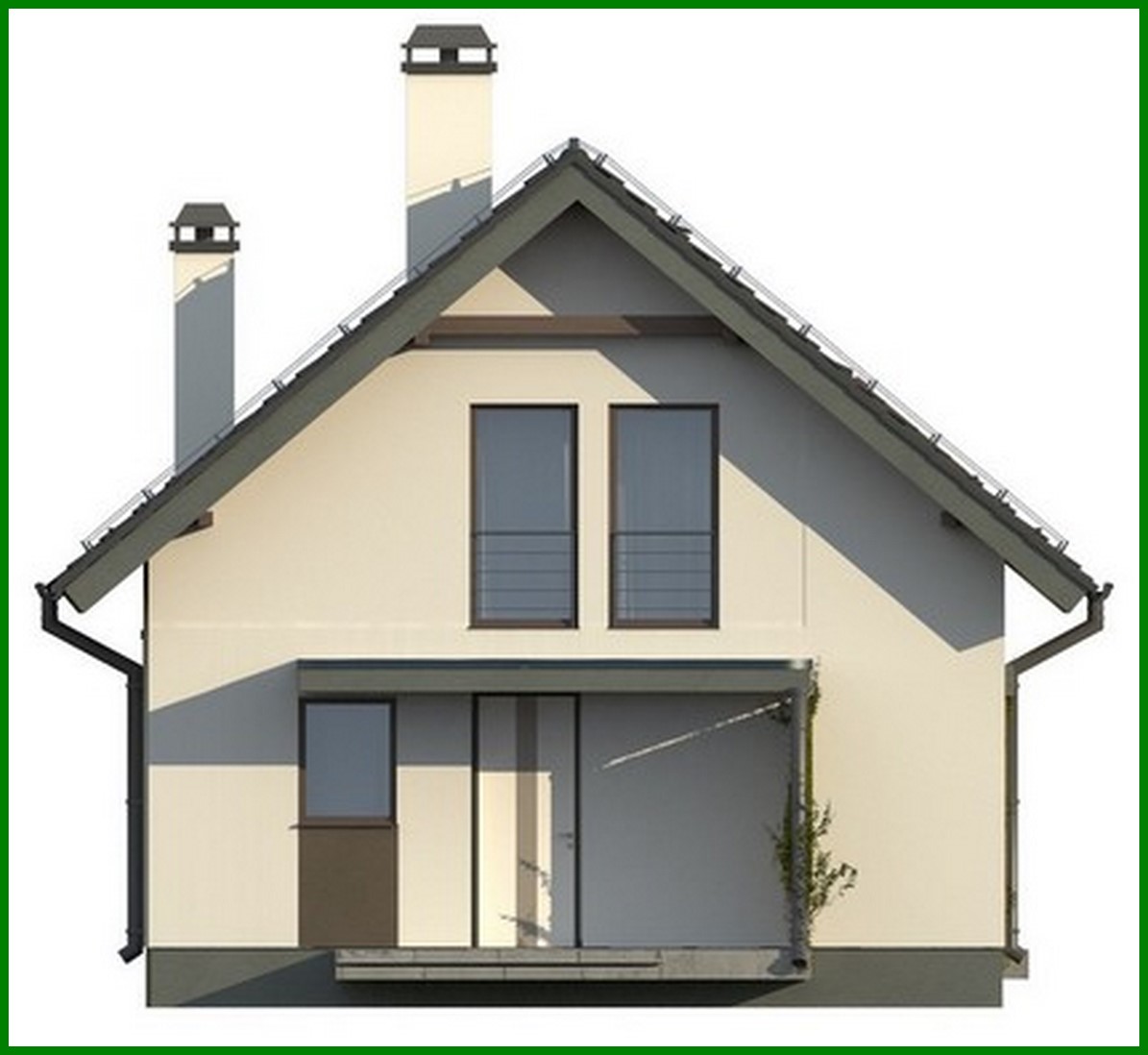 Visualization gallery - The project of a narrow house with an attic in a traditional style