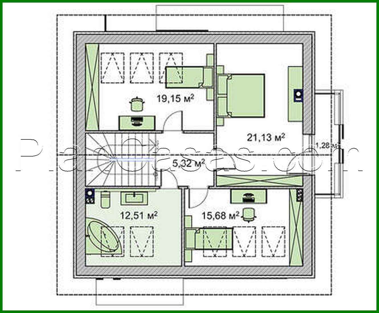 Visualization gallery - The project of a simple house with a gable roof