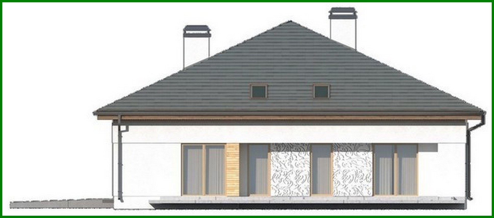Visualization gallery - Project of a house with a sloping roof and an open attic
