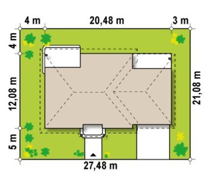 Visualization gallery - Project of a one-story house with a classic-style garage for two cars