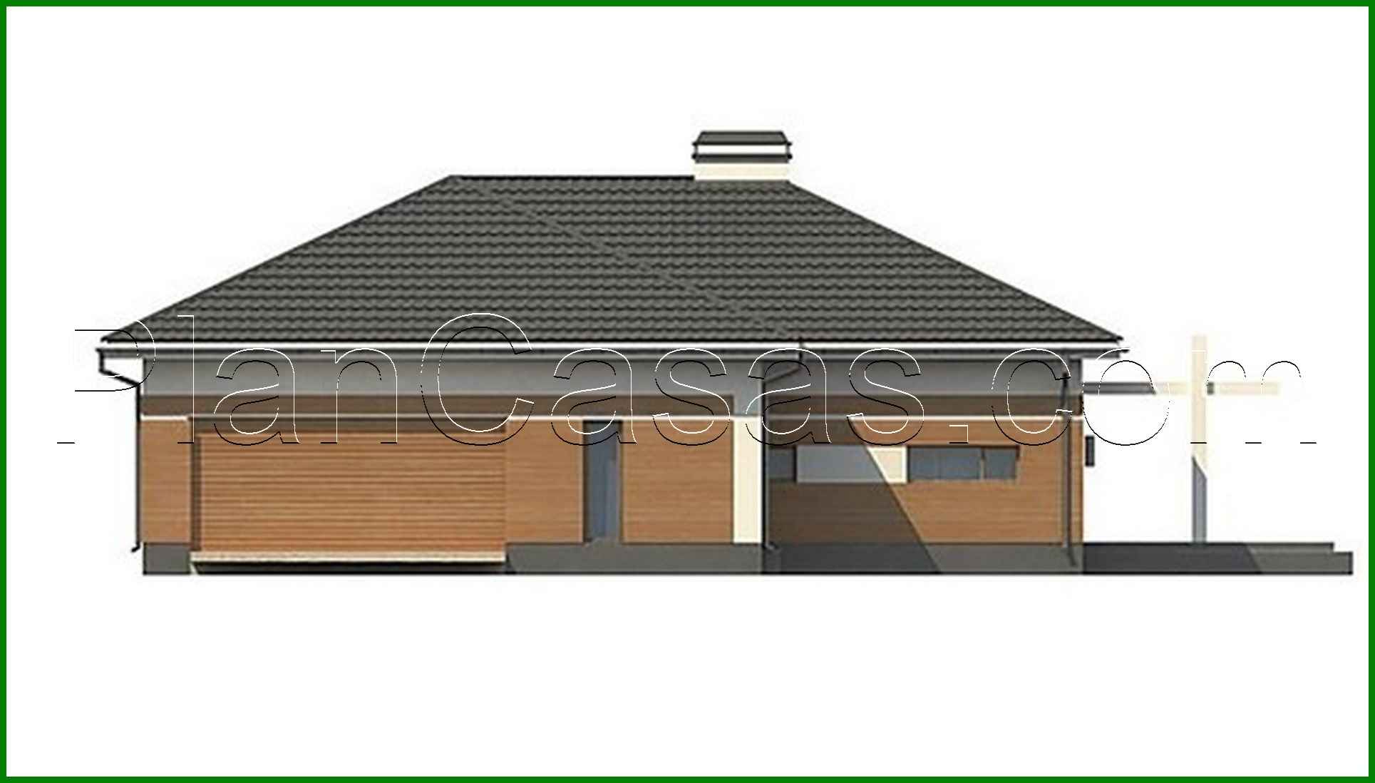 Visualization gallery - Project of a stylish one-story house with a large garage for 2 cars