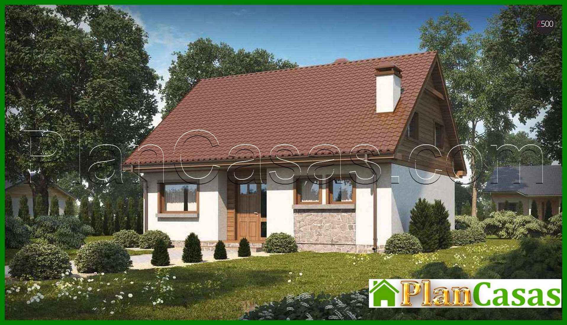 The project of a small cozy country house with a gable roof house plan