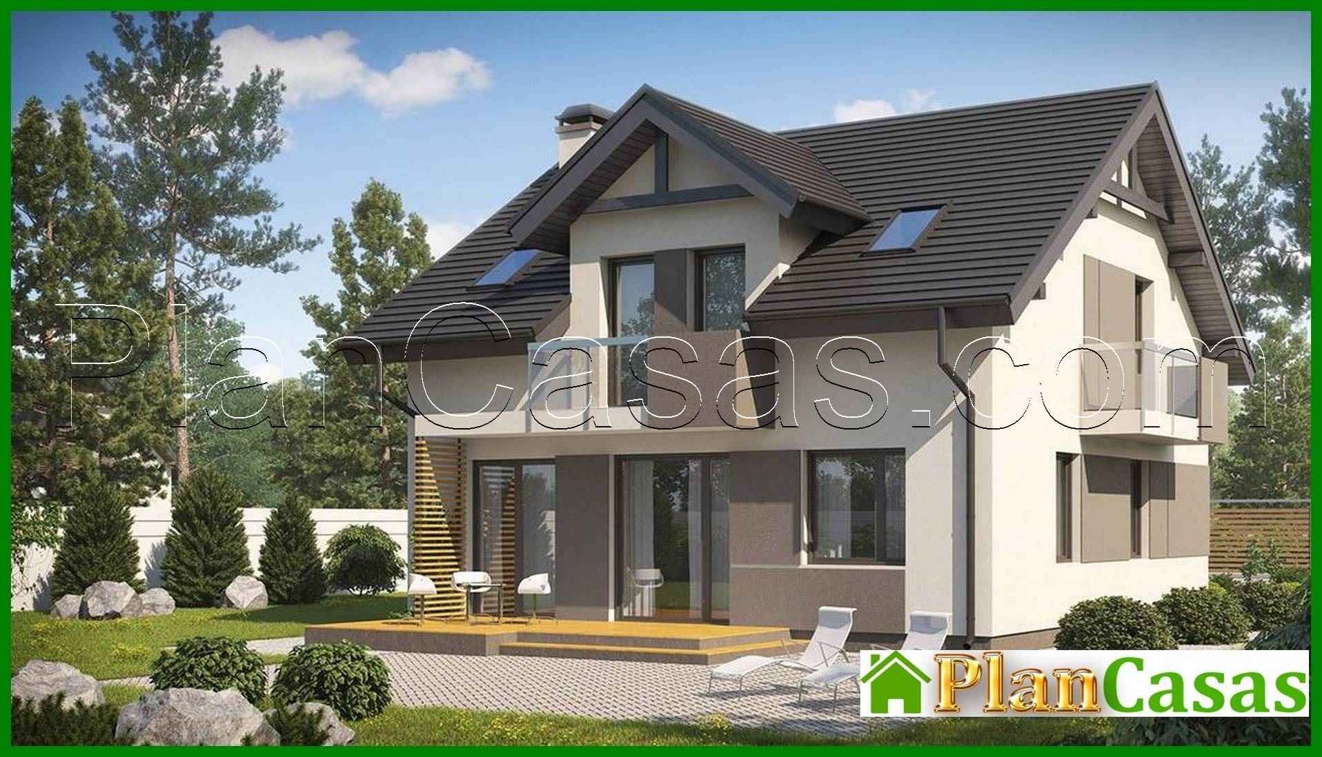 Project of a small beautiful house with an attic house plan