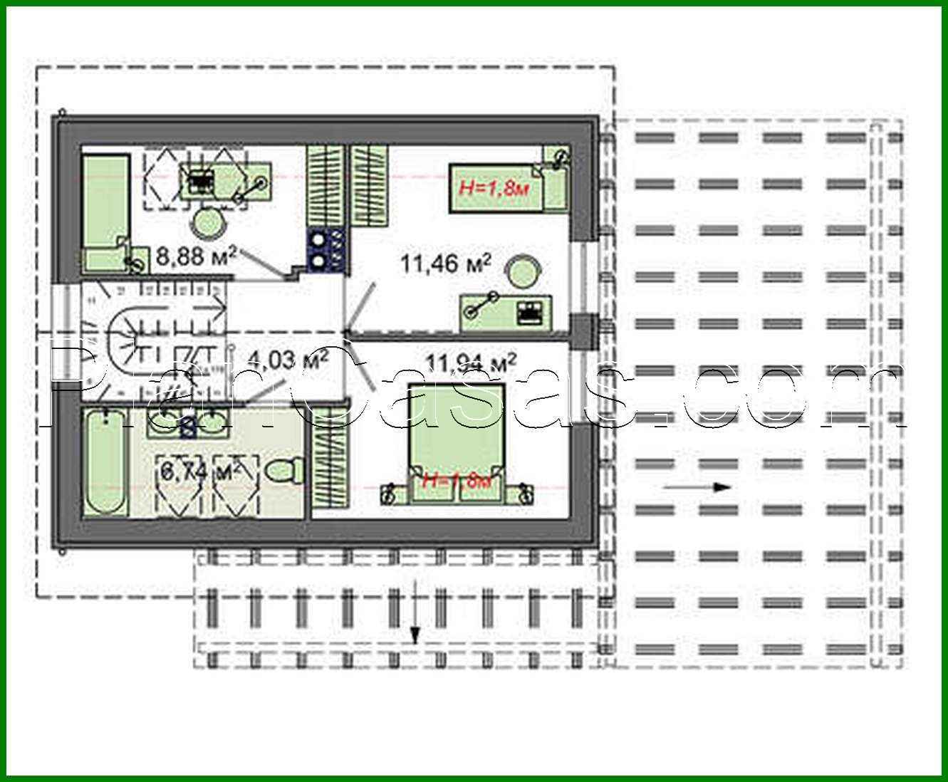 Visualization gallery - The project of a compact house on 104 square meters. m with a mansard on three bedrooms