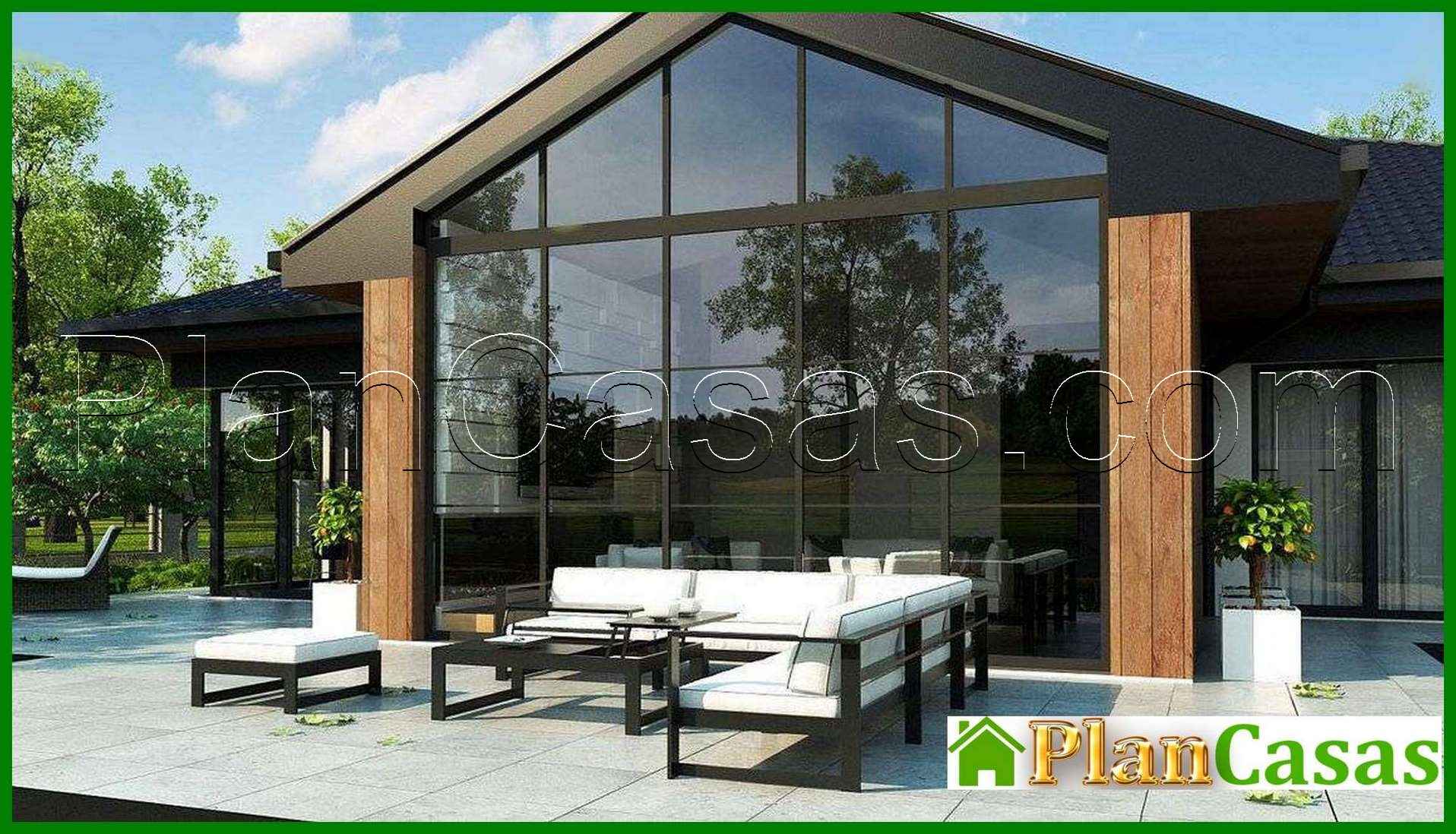 Visualization gallery - Project of an attractive cottage on 246 square meters. m with a spacious living room and stained-glass windows