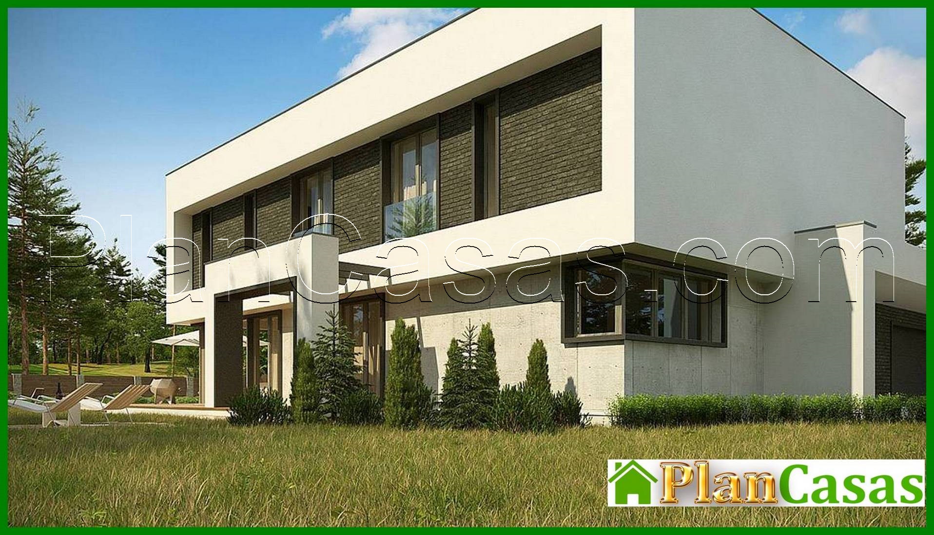 Visualization gallery - Plan of a modern mansion with an area of ​​283 square meters. m with an attached garage for two cars