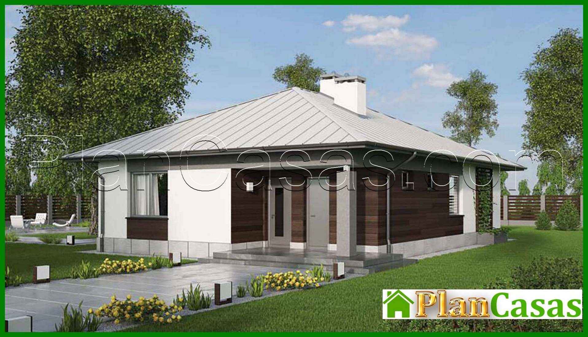 One-story house under a bright roof house plan