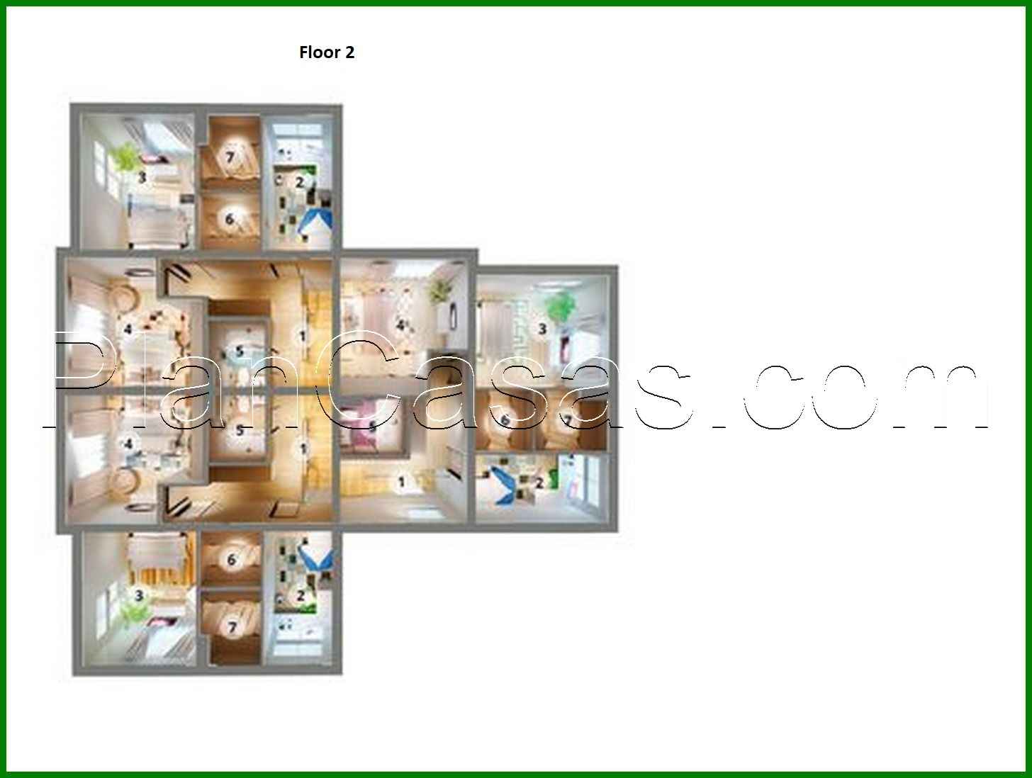 Visualization gallery - Plan of an attractive mansion for three families