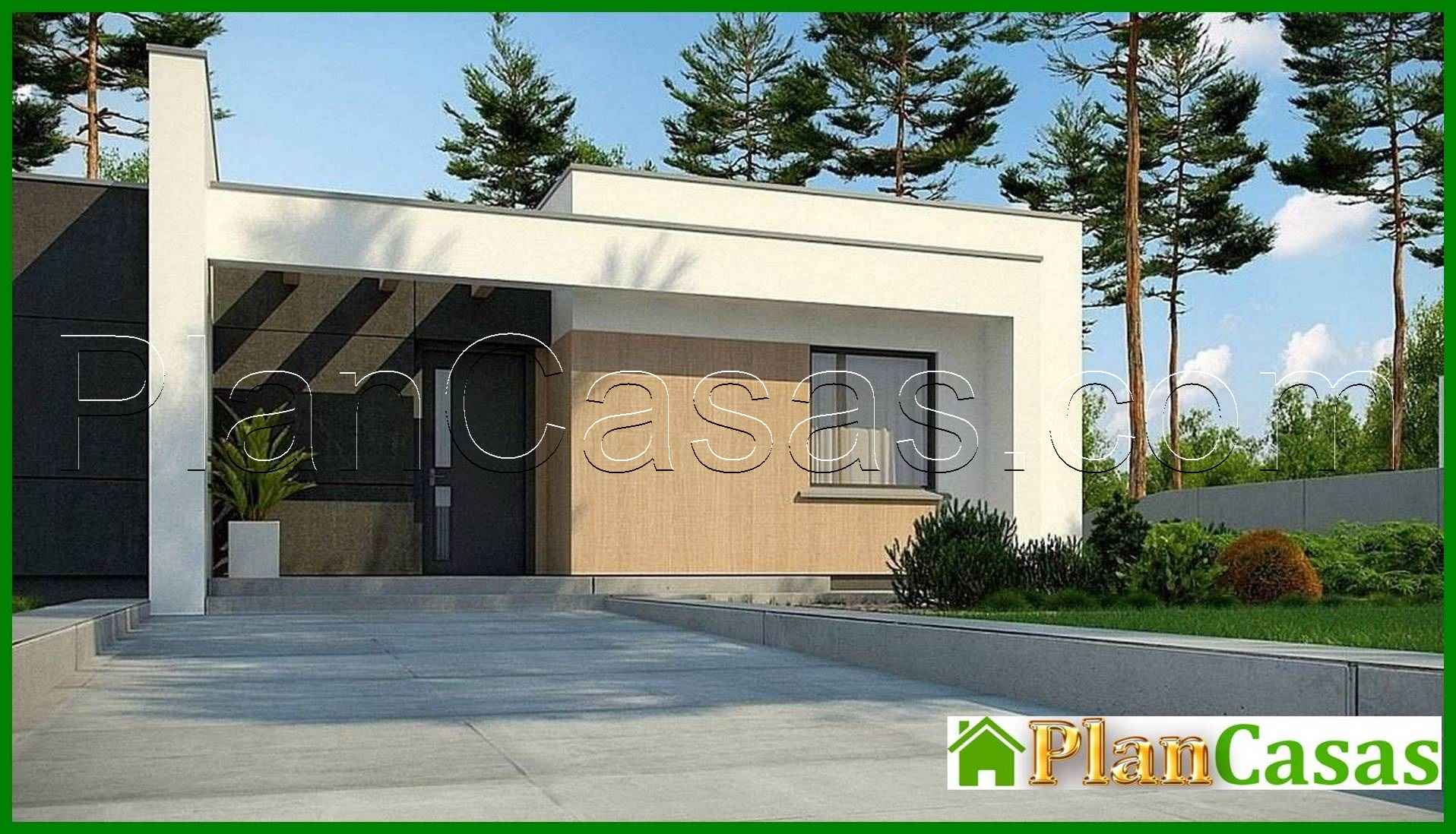 Small one-story cottage with a flat roof house plan