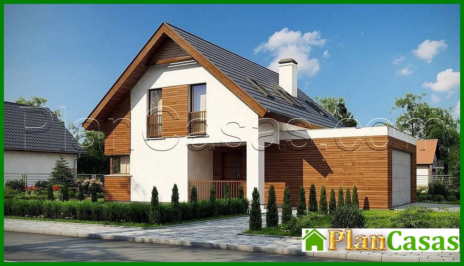 The project of a classic two-story cottage with a garage for two cars with an area of ​​more than 150 m² house plan