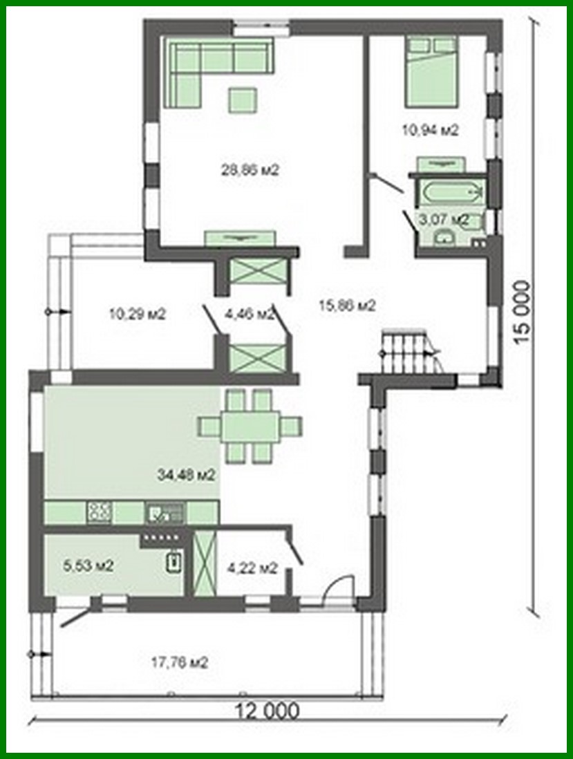 Visualization gallery - Project of a modern cottage with separate living room and kitchen-dining room