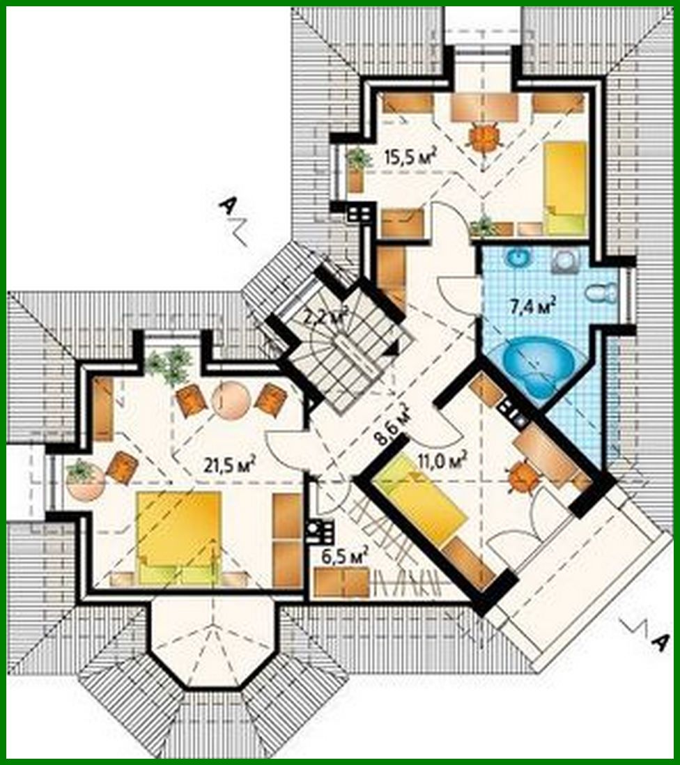 Visualization gallery - Plan of the mansion with an area of ​​231 square meters. m in a modern European style