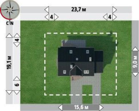 Visualization gallery - The project of a mansard with an attic for a narrow plot with dimensions 9 to 15