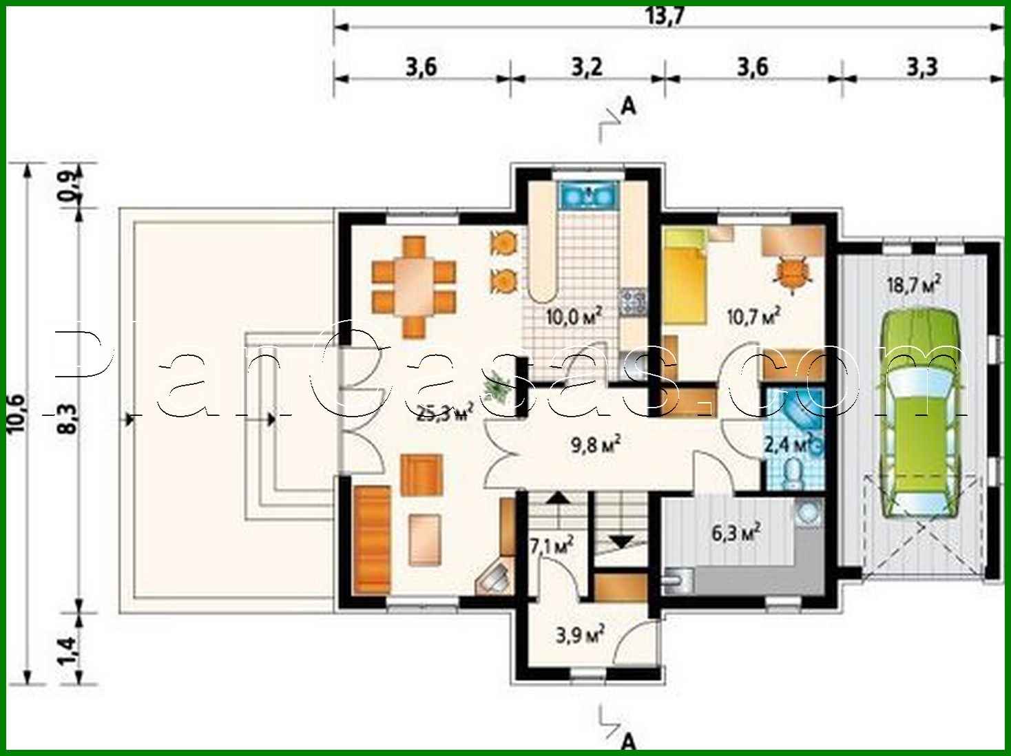 Visualization gallery - A project of an interesting attic house with an attached garage