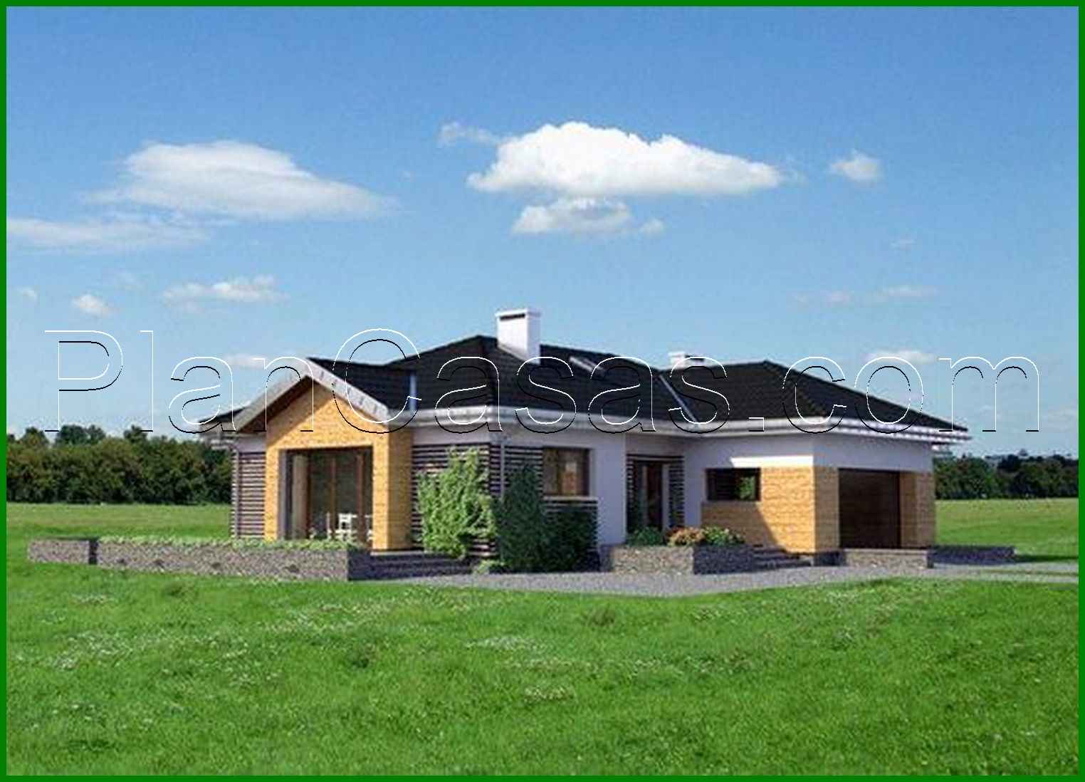 Visualization gallery - Beautiful one-story house with a garage for two cars