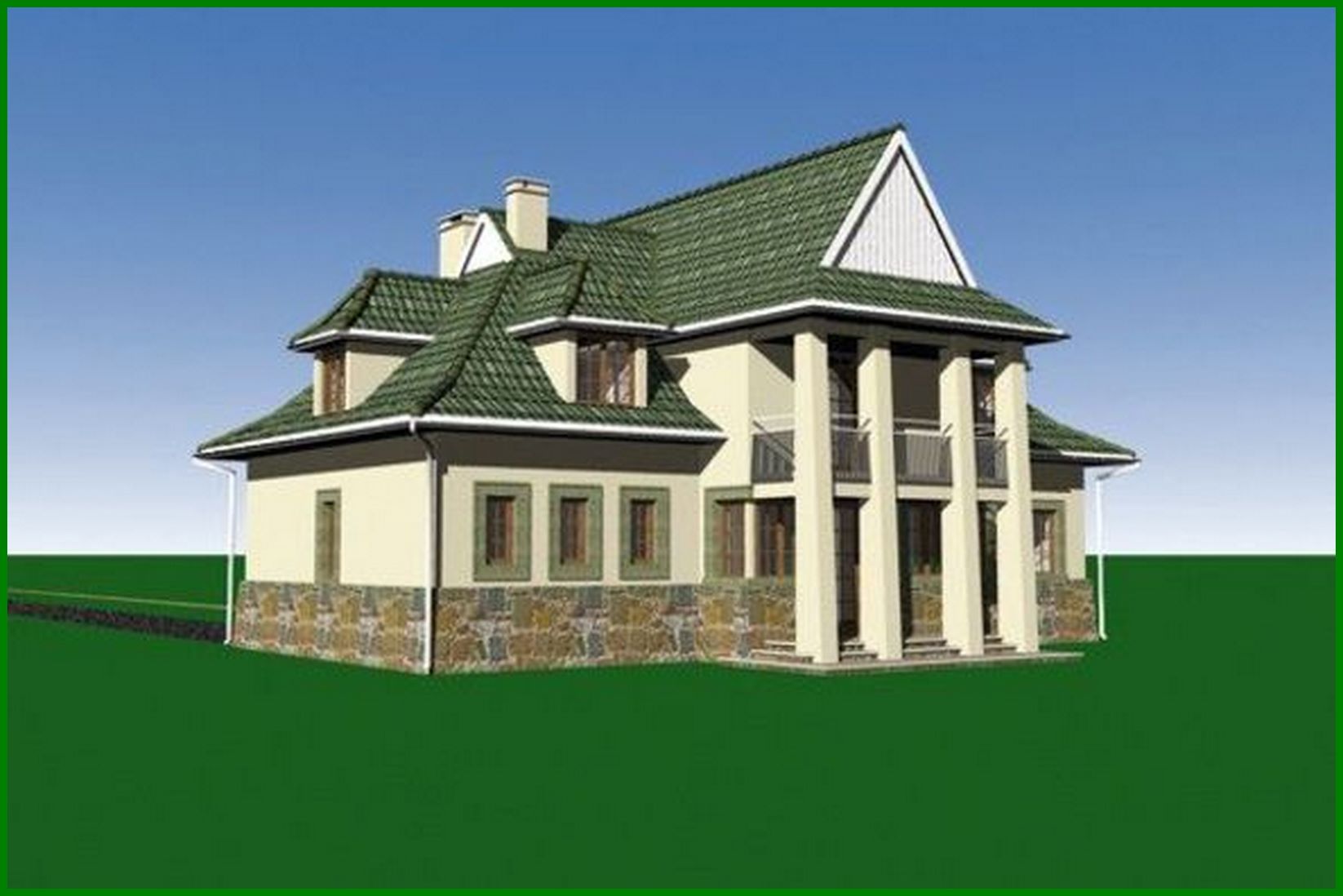 Visualization gallery - Nice project of a house with a porch in the form of a tower