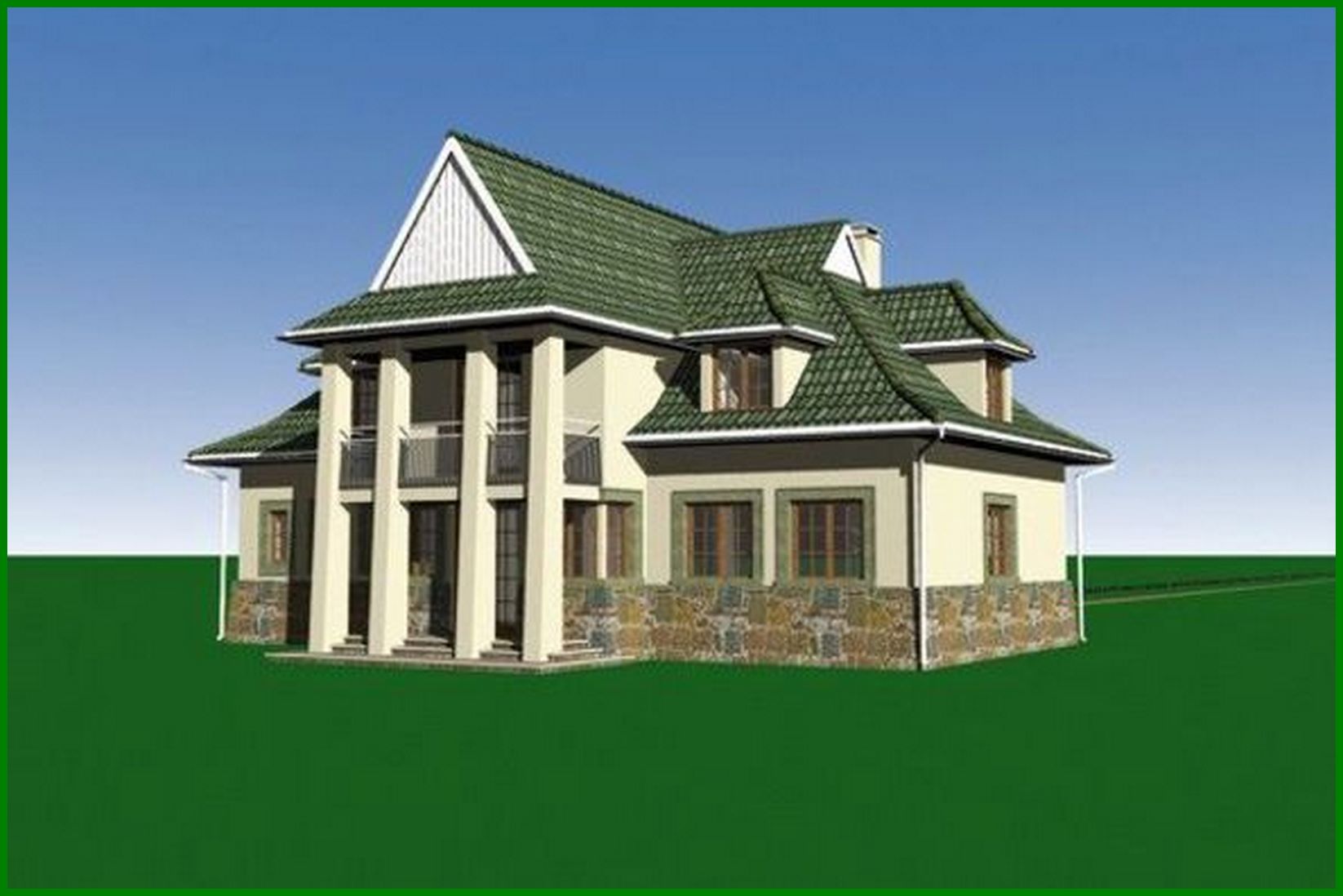 Visualization gallery - Nice project of a house with a porch in the form of a tower