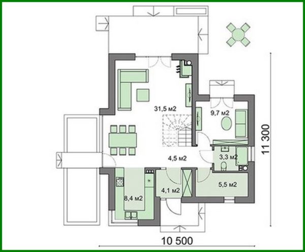 172. The project of a two-story house with a kitchen studio and an office