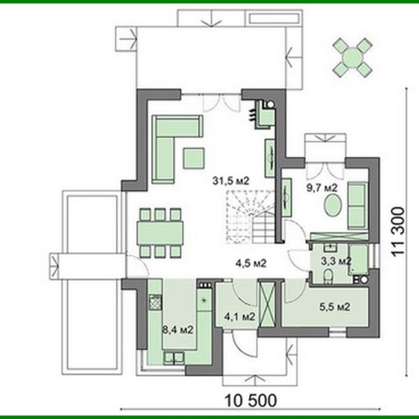 172. The project of a two-story house with a kitchen studio and an office