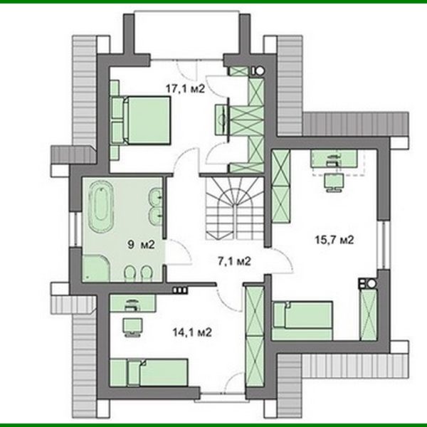 172. The project of a two-story house with a kitchen studio and an office