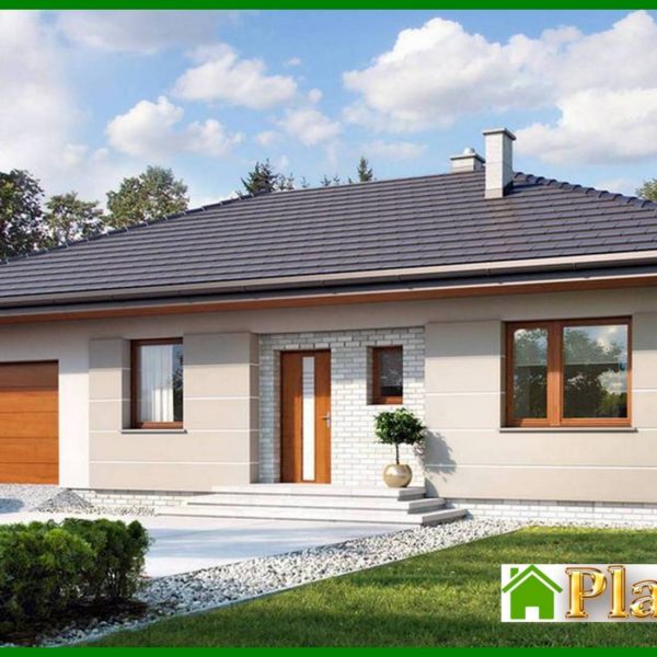 186. The project of a residential building in noble shades per 100 square meters. m with garage
