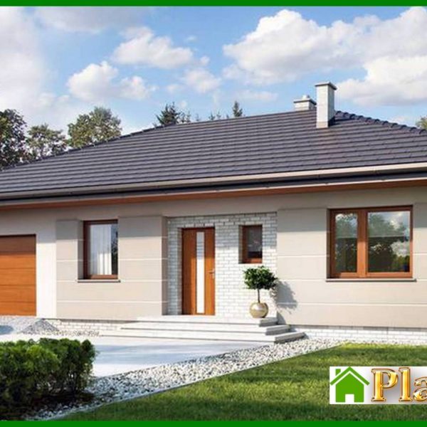 186. The project of a residential building in noble shades per 100 square meters. m with garage