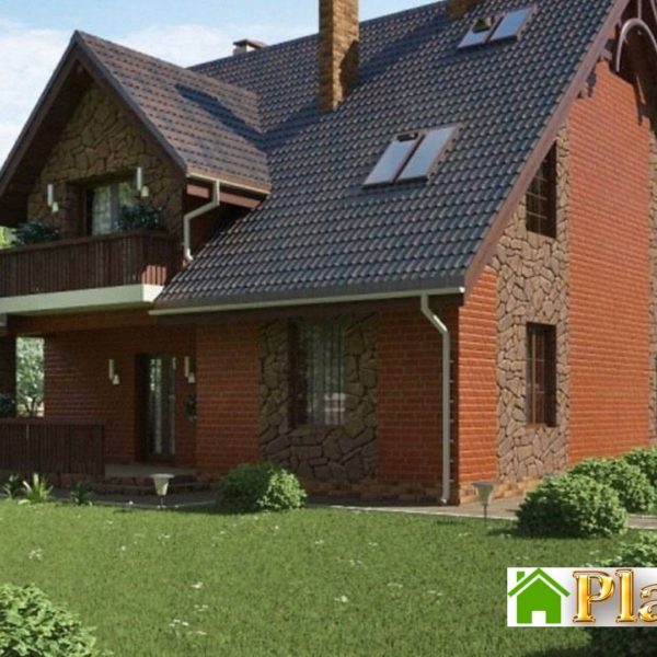 236. Original project of a beautiful cottage with a brick facade