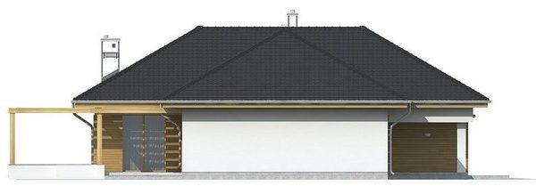 321. The project of a one-story cottage with a frontal garage for two cars