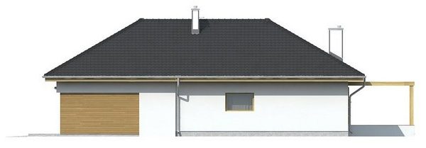 321. The project of a one-story cottage with a frontal garage for two cars