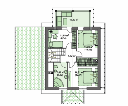 324. Compact house 8 * 9 of the European style