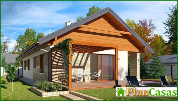 326. Design of a one-storey 3-bedroom cottage for a narrow plot