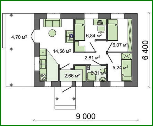 342. Small 3-bedroom apartment project