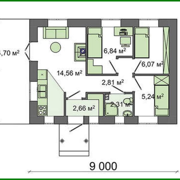 342. Small 3-bedroom apartment project