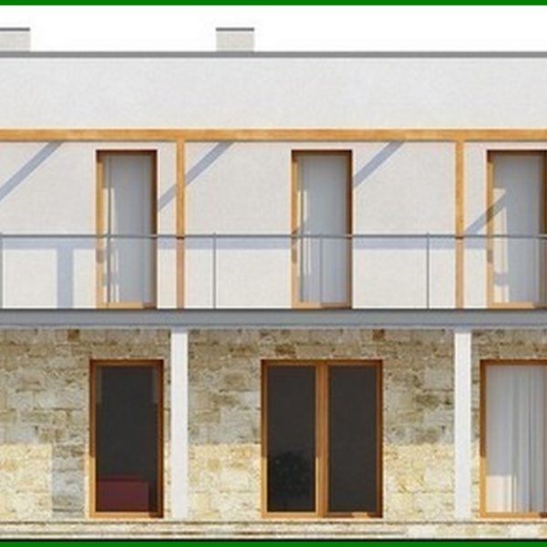355. Project of a two-storey modern cottage with a terrace and a garage