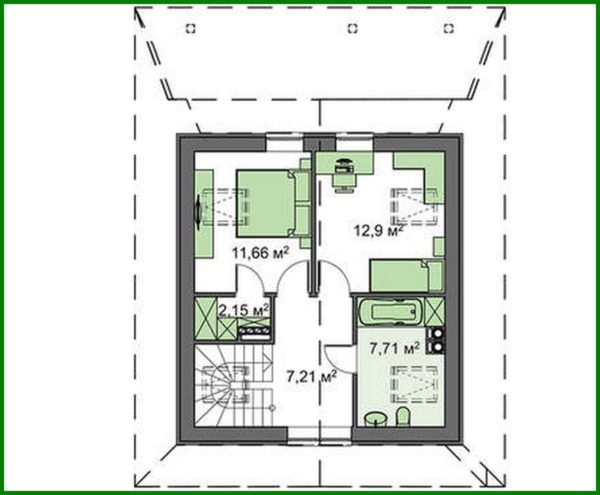 365. Compact cottage with an attic 80 m²