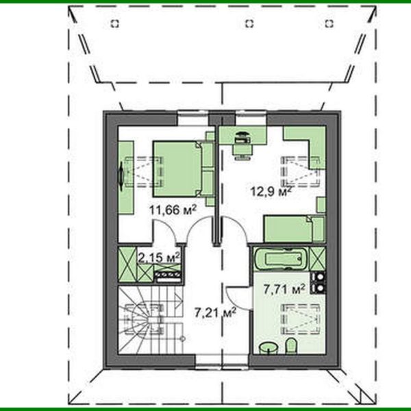 365. Compact cottage with an attic 80 m²