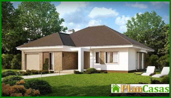 386. One-storey cottage project with a garage and 4 comfortable bedrooms